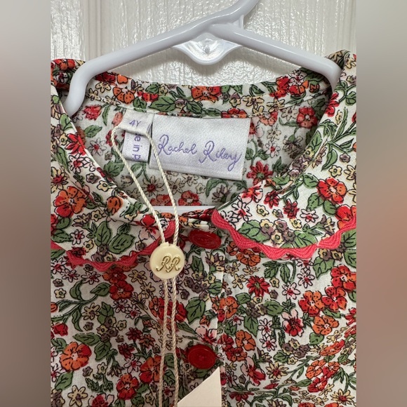Rachel Riley London Floral Blouse Girls Size 4Y NWT Peter Pan Collar - Picture 4 of 9